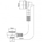 Vicario przelew wannowy z syfonem 80 cm przedłużony czarny mat 1001/1151/80/CZAR