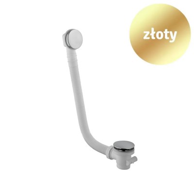 Vicario przelew wannowy klik-klak z syfonem 100 cm przedłużony złoty1011/100ZŁ