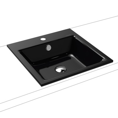 Kaldewei Puro umywalka wpuszczana w blat 46x46 cm czarny błyszczący