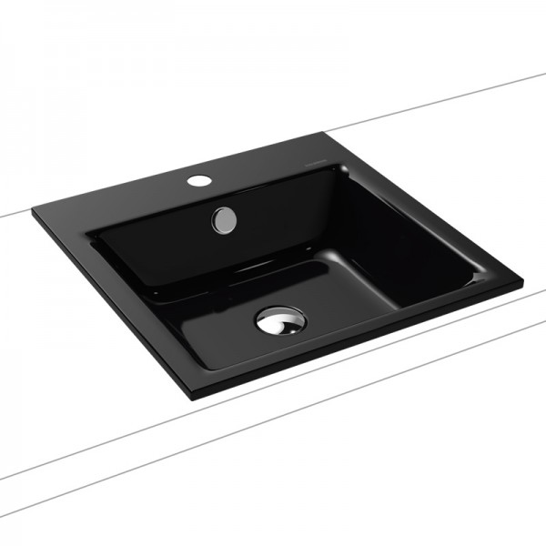 Kaldewei Puro umywalka wpuszczana w blat 46x46 cm czarny błyszczący