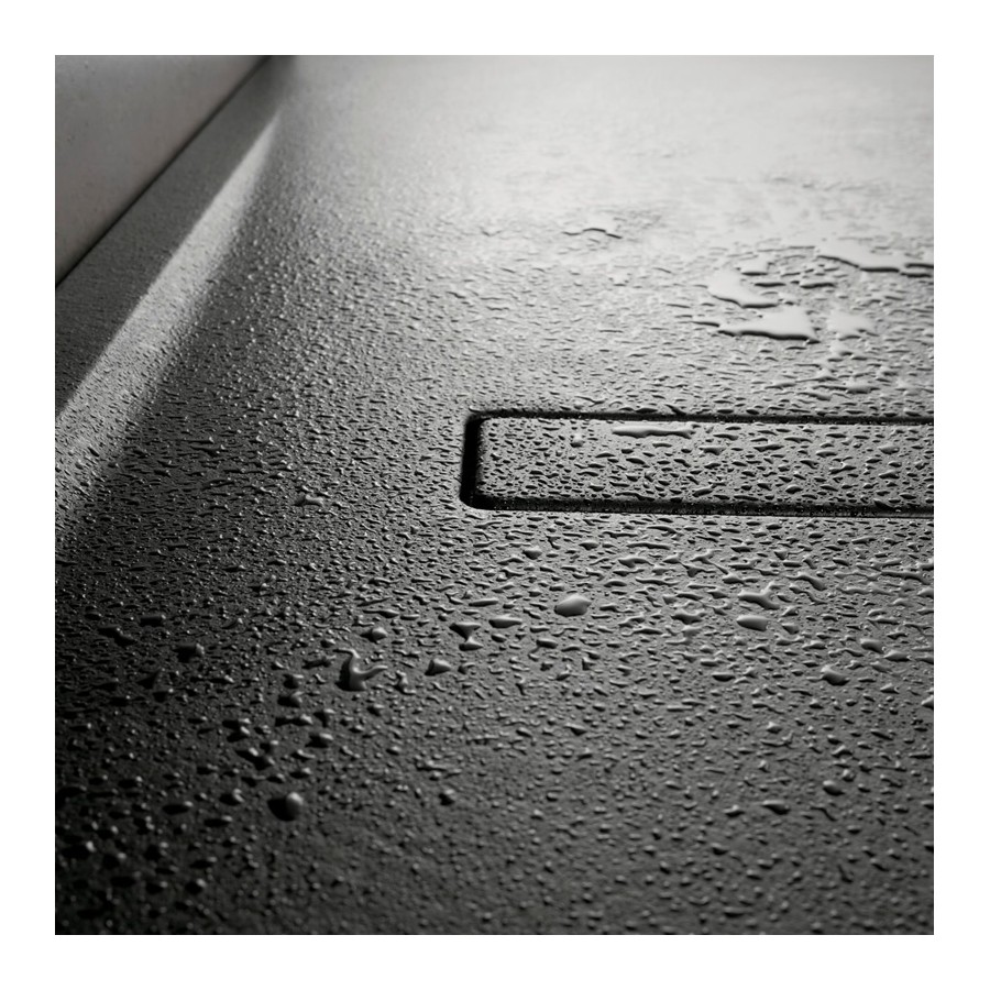 Receveur de douche Noir Effet Pierre 80x120 cm et Grille décor Perforée Or Doré Brossé