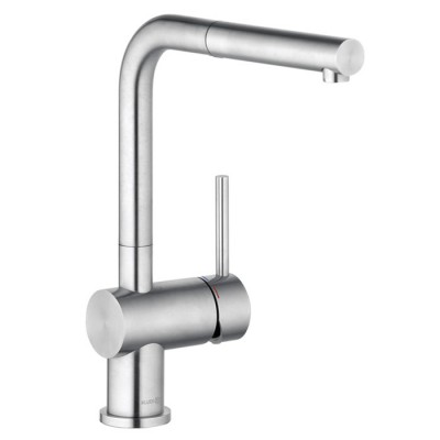 Kludi L Steel bateria kuchenna w wyciąganą wylewką stal szlachetna szczotkowana 45851F877
