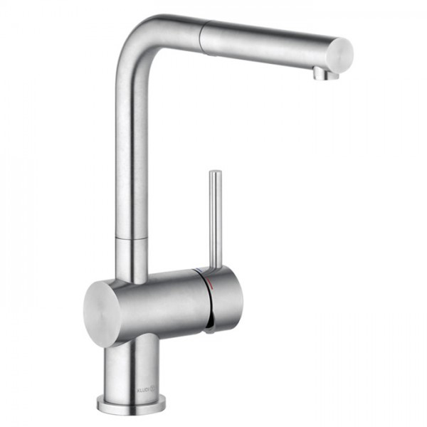 Kludi L Steel bateria kuchenna w wyciąganą wylewką stal szlachetna szczotkowana 45851F877