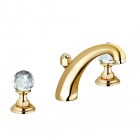 Kludi Adlon bateria umywalkowa pozłacana uchwyty przezroczyste Swarovski 5104345G4