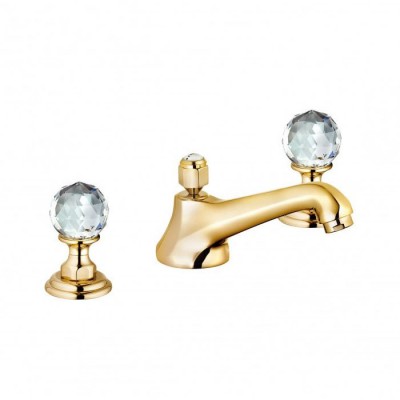 Kludi Adlon bateria umywalkowa pozłacana uchwyty przezroczyste Swarovski 5104645G4