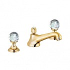 Kludi Adlon bateria umywalkowa pozłacana uchwyty przezroczyste Swarovski 5104645G4