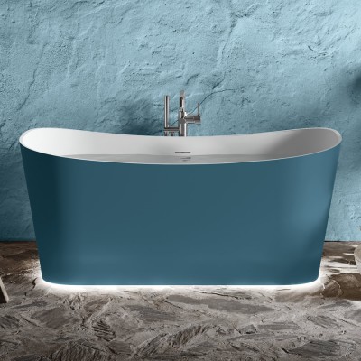 Novellini Ship wanna wolnostojąca z baterią 150x70 cm turkusowy/biały mat