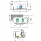 Novellini Ship wanna wolnostojąca z baterią 150x70 cm czarny/biały mat