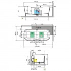 Novellini Ship wanna wolnostojąca z baterią 150x70 cm czarny/biały mat