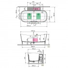 Novellini Ship wanna wolnostojąca z baterią 150x70 cm czarny/biały mat