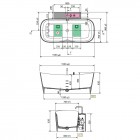 Novellini Ship wanna wolnostojąca z baterią 150x70 cm czarny/biały mat