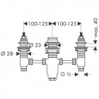 Hansgrohe zestaw podstawowy do baterii 3-otworowej montaż na wannie