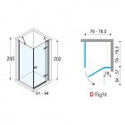 Novellini Gala G+F kabina prysznicowa kwadratowa 80 cm prawa GALA2G80D-1K+GALA2F80D-1K