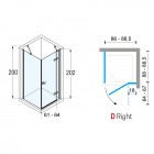 Novellini Gala G+F kabina prysznicowa kwadratowa 90 cm prawa GALA2G90D-1K+GALA2F90D-1K