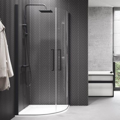 Novellini Young 2.0 kabina prysznicowa półokrągła 90 cm czarny mat Y2R2901H