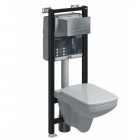 Koło Nova Pro All In One plus stelaż Technic WC GT SF + przycisk Elegant chrom + miska prostokątna Rimfree 99671000