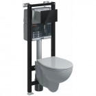 Koło Rekord All In One plus stelaż Technic WC GT SF + przycisk Elegant czarny + miska Rimfree 99680000