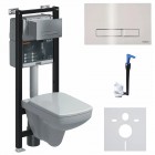 Koło All In One Technic GT Smart Fresh stelaż podtynkowy do WC + przekładka + przycisk Elegant chrom + miska Rimfree 99671000