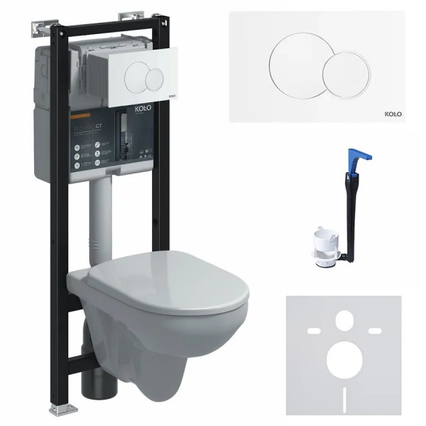 Koło All In One Technic GT Smart Fresh stelaż podtynkowy do WC + przekładka + przycisk Eclipse 2 biały + miska Rimfree 99672000