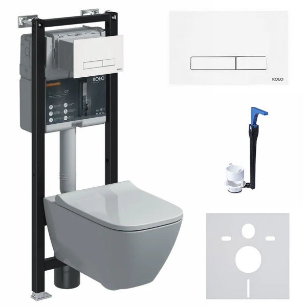 Koło Modo Pure All-in-one stelaż podtynkowy + Smart Fresh + przekładka + przycisk Elegant biały + miska Rimfree + deska