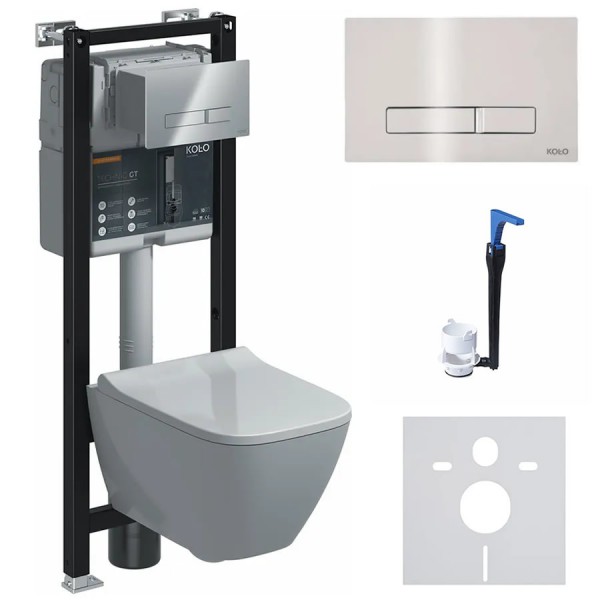 Koło Modo Pure All-in-one stelaż podtynkowy + Smart Fresh + miska Rimfree + deska + przekładka + przycisk Elegant chrom