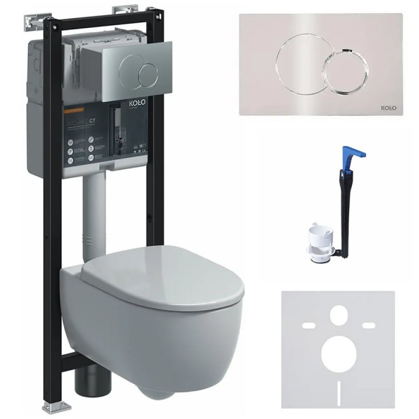 Koło Modo Pure Oval All-in-one stelaż podtynkowy + Smart Fresh + przekładka + przycisk Eclipse 2 chrom + miska Rimfree + deska