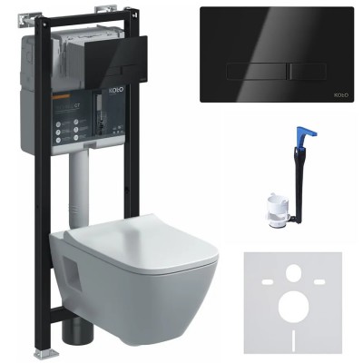 Koło Modo All-in-one stelaż podtynkowy + Smart Fresh + przekładka + przycisk Elegant czarny + miska Rimfree + deska