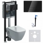 Koło Modo All-in-one stelaż podtynkowy + Smart Fresh + przekładka + przycisk Elegant czarny + miska Rimfree + deska