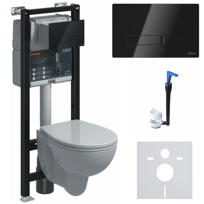 Koło Rekord All-in-one stelaż podtynkowy + Smart Fresh + miska Rimfree + deska + przekładka + przycisk Elegant czarny