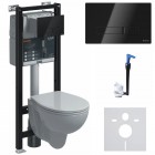 Koło Rekord All-in-one stelaż podtynkowy + Smart Fresh + przekładka + przycisk Elegant czarny + miska Rimfree + deska