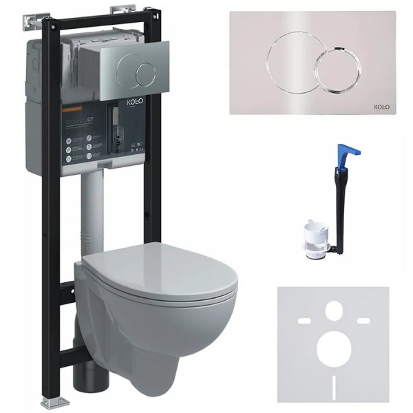 Koło Rekord All-in-one stelaż podtynkowy + Smart Fresh + miska Rimfree + deska + przekładka + przycisk Eclipse 2 chrom