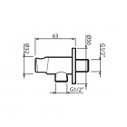 Demm przyłącze kątowe z uchytem okrągłe czarne 4133N/CZAR