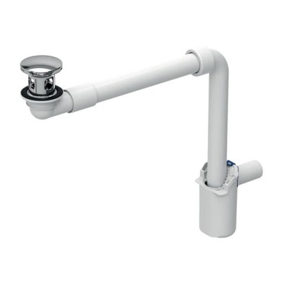 Geberit Syfon do umywalki oszczędzający przestrzeń z korkiem klik klak biały/chrom 152.073.21.1