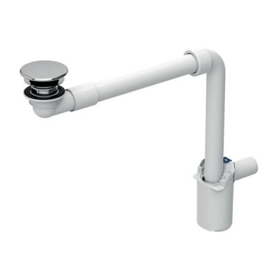 Geberit Syfon do umywalki oszczędzający przestrzeń z korkiem biały/chrom 152.084.21.1