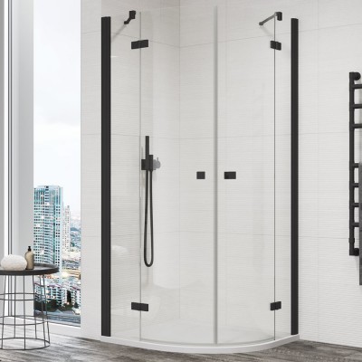 SanSwiss Annea kabina prysznicowa półokrągła 80 cm czarny mat ANR5508000607