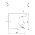 Deante Standard Plus II brodzik półokrągły 90 cm KTU 031B
