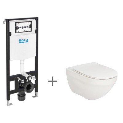 Roca Hebe zestaw podtynkowy + miska WC RImless z deską wolnoopadającą Slim A893104741