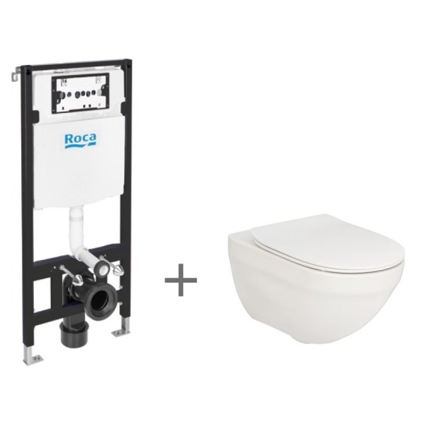 Roca Hebe zestaw podtynkowy + miska WC RImless z deską wolnoopadającą Slim A893104741