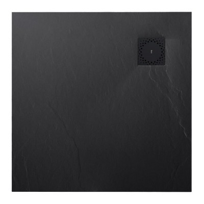Roca Hebe brodzik kwadratowy kompozytowy 90x90 cm czarny AP70338438401400
