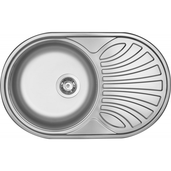 Deante Twist zlewozmywak 1-komorowy okrągły z ociekaczem 77x48 cm satyna ZEU 011B