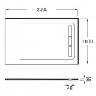 Roca Aquos brodzik prostokątny kompozytowy 100x200 cm biały AP6017D03E801100