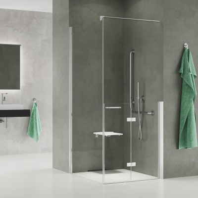Sanswiss Solino M kabina prysznicowa kwadratowa 80 cm prawa SOMF1D0805007+SOMT10805007