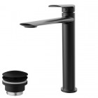 Vedo Aletta Black bateria umywalkowa wysoka z korkiem klik klak czarny mat