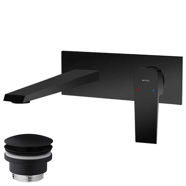 Vedo Sette Black bateria umywalkowa podtynkowa z korkiem klik klak czarny mat VBS7012/C/CZ