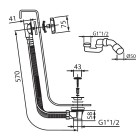 Vedo przelew wannowy z syfonem 57 cm chrom 242A/60/CH