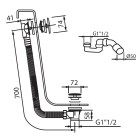 Vedo przelew wannowy klik klak z syfonem 57 cm chrom 266C/70/CH