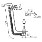 Vedo przelew wannowy z napełnianiem 57 cm chrom 342A/60/CH
