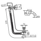 Vedo przelew wannowy z napełnianiem 57 cm chrom 346M/60/CH