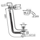 Vedo przelew wannowy z napełnianiem 100 cm chrom 346M/100/CH