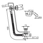 Vedo przelew wannowy klik klak z napełnianiem 70 cm chrom 366C/70/CH